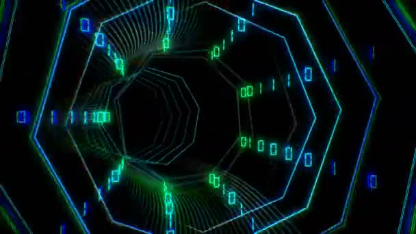 Футуристична безшовна технологія кіберпросторового тунелю з інформаційним потоком — стокове відео