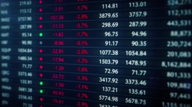 Borsa veri tablosu. Şirket ve kripto para birimi etiketleri hamiline piyasada