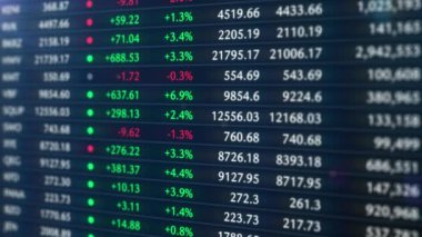 Borsa veri tablosu. Şirket ve kripto para birimi işaretçileri boğa piyasasında