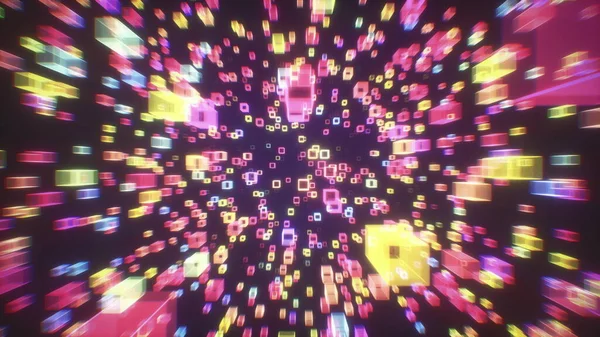 Digital abstract technology background. Futuristic glowing cubes seamless loop — Fotografia de Stock