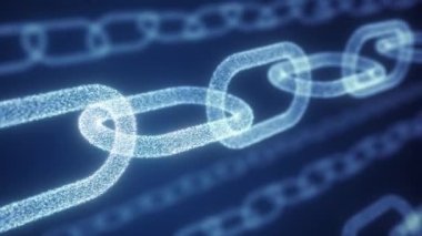 Şifreli döviz döngüsünü temsil eden ikili verilerle yapılmış dijital zincir