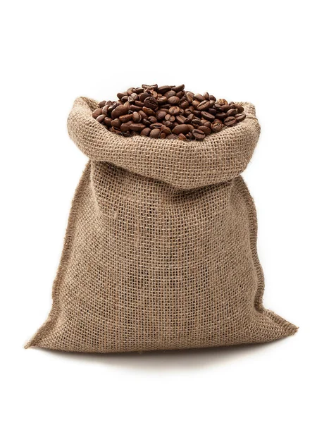 Мішок кавових зерен — стокове фото