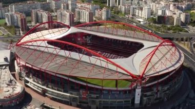 Benfica Stadyumu 'nun havadan görünüşü. Lizbon, Portekiz 'deki futbol stadyumu. 10.03.2021