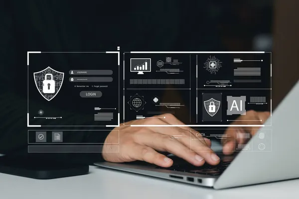 Elementos Esenciales Seguridad Cibernética Prevención Delitos Digitales Por Parte Hackers —  Fotos de Stock