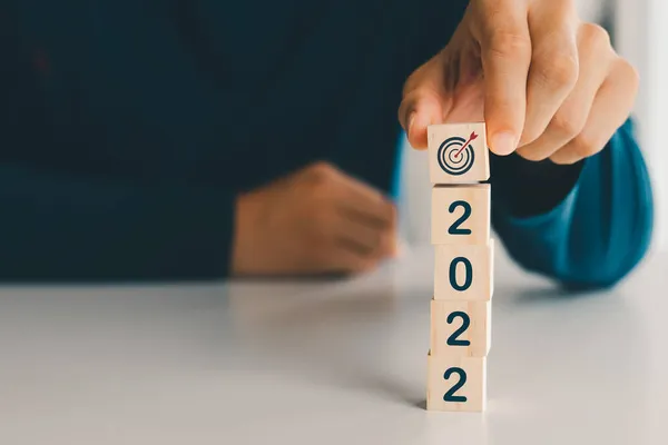 Año Nuevo 2022 Plan Metas Palo Móvil Con Año Nuevo — Foto de Stock