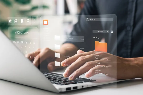 Dokumentenmanagement Konzept Virtuelle Bildschirmsymbole Document Management System Dms Online Dokumentendatenbank — Stockfoto