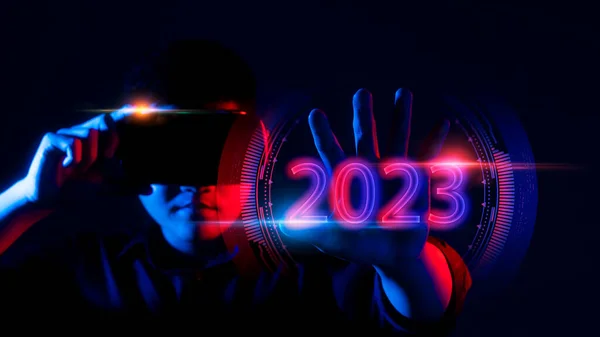 Metaverse Und Blockchain Technologiekonzept Jahr 2023 — Stockfoto