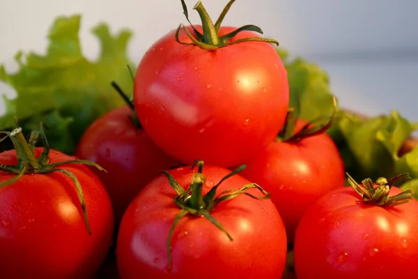 Pomodori Verdure Rosse Lattuga Cucina — Foto Stock