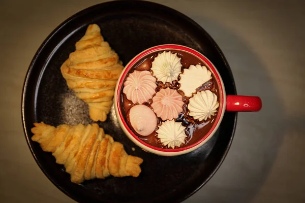 Cacao Marshmallow Chocolate Cream Croissant — 스톡 사진