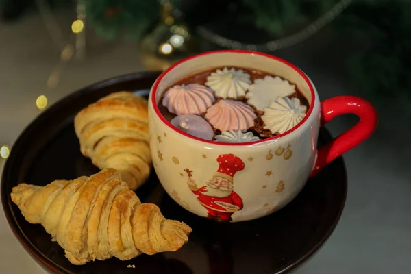 Cacao Con Malvavisco Crema Chocolate Con Chocolate Con Galletas — Foto de Stock