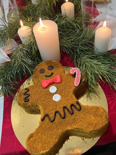 Christmas Gingerbread Cookies Celebration Table — Stock Photo, Image