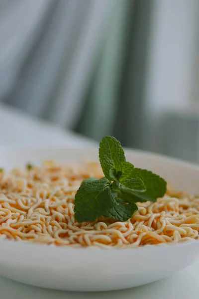 Tazón Fideos Con Verde — Foto de Stock