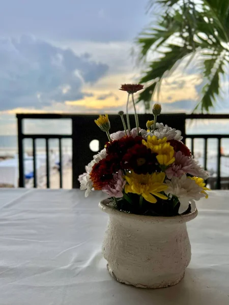 Bouquet Fleurs Mariage Sur Plage — Photo