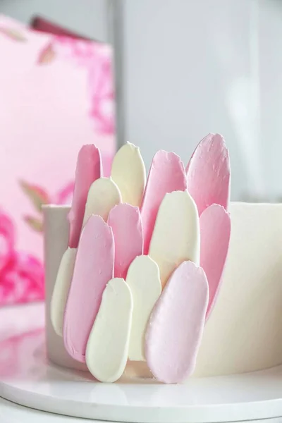 Pink Cake Marshmallows Celebration Zdjęcie Stockowe