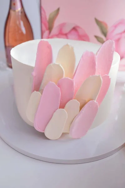 Pink Cake Marshmallows Celebration Obraz Stockowy