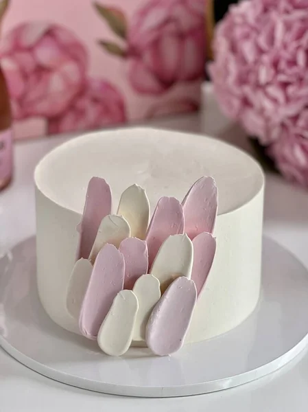 Birthday Cake Pink Color Bouquet Hyacinths — Φωτογραφία Αρχείου