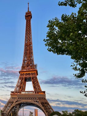 Eiffel Tower in the background blue sky in Paris on the summer