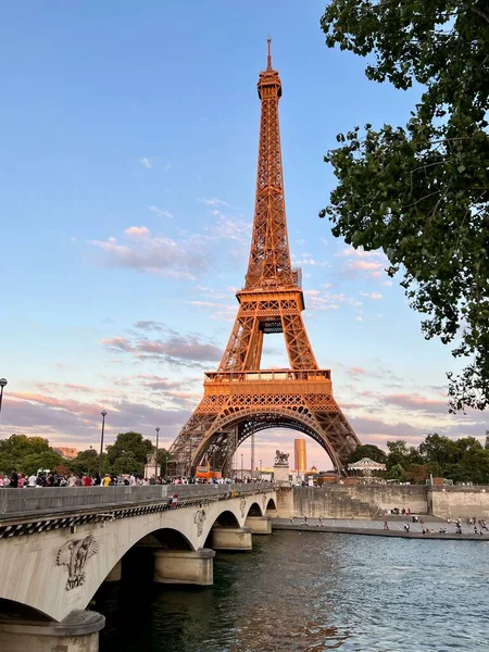 Gyönyörű Eiffel Torony Város Kék — Stock Fotó