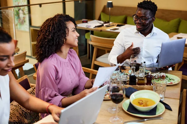 Businesspeople have team building and brainstorming about a new start-up project.