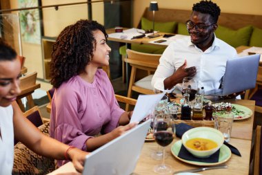 Businesspeople have team building and brainstorming about a new start-up project.