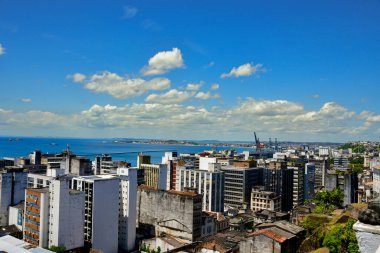 Salvador de Bahia 'nın silueti. Brezilya turizmi