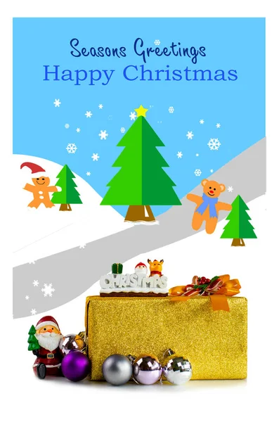 Alegre Época Natal Com Neve Papel Parede Cartão Greetin — Fotografia de Stock