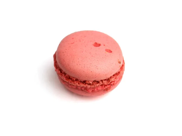 Red Fench Macaron Macaroon Bolo Deliciosa Sobremesa Doce Fundo Branco — Fotografia de Stock