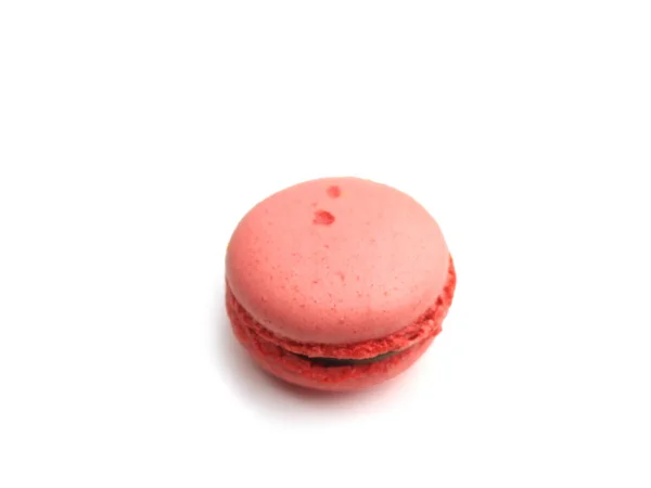 Macarons Franceses Vermelhos Macaroons Bolo Deliciosa Sobremesa Doce Fundo Branco — Fotografia de Stock