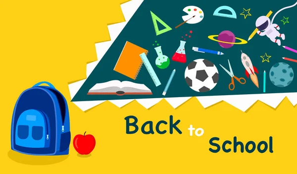 Back School Banner Poster Copy Space Opening Cute Blue Student — Wektor stockowy