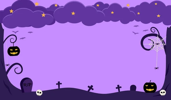 Happy Halloween Banner Vector Illustration Space Copy Spooky Night Sky — Vettoriale Stock
