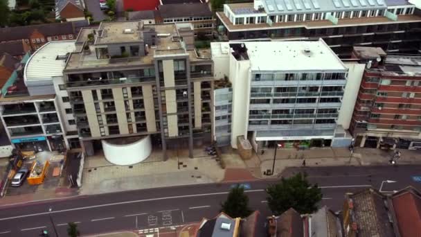 Aerial view of houses along Balham Hill, London — Stockvideo