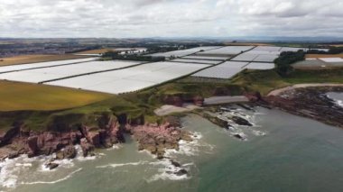 Kuzey Denizi 'nin kayalık sahillerindeki seraların insansız hava aracı görüntüsü..