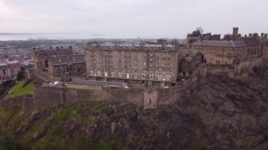 Drone photography of the Western part of Edinburgh Castle.