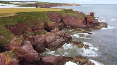 Kuzey Denizi 'nin dik kıyı manzarası ve sahilde seralar.