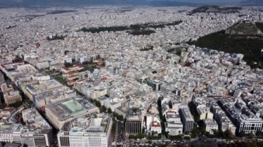Drone view of Athens in the morning on a clear day in the early morning.