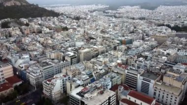 Drone view of the coastal neighborhoods of Athens in the early morning.