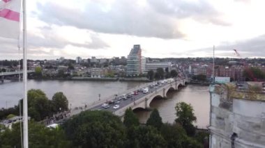Aerial view of Putney Bridge with Fulham in the background. London Great Britain
