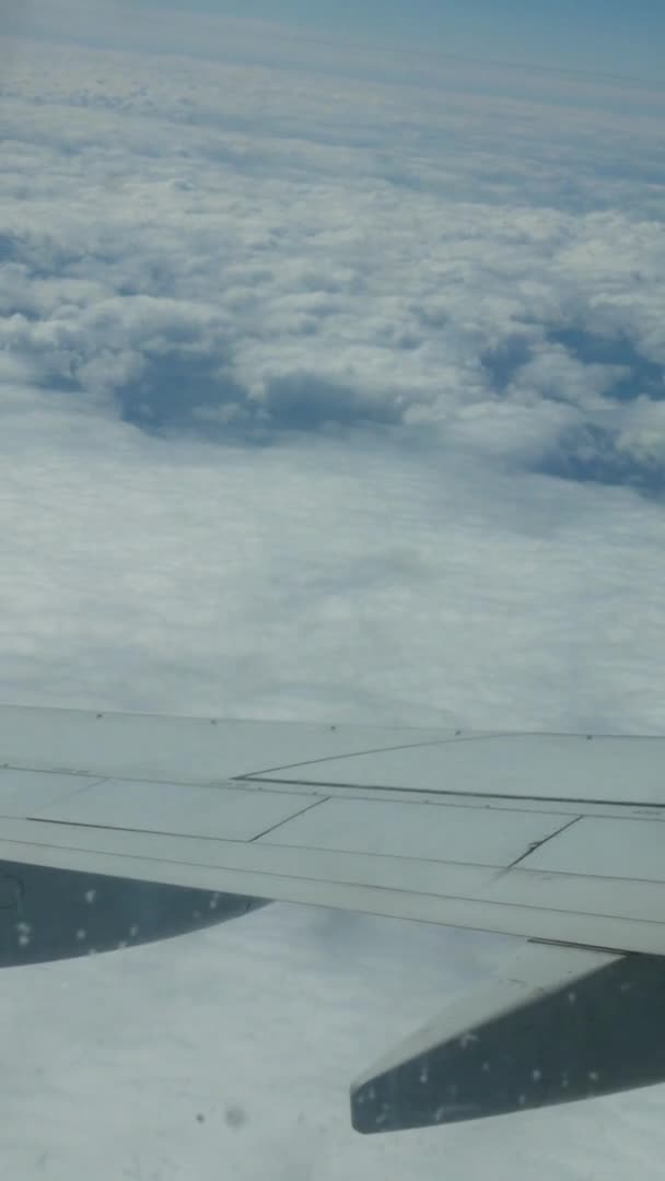 Uçuş Sırasında Bir Uçak Kanadının Dikey Görüntüsü Bir Yolcu Gemisinin — Stok video