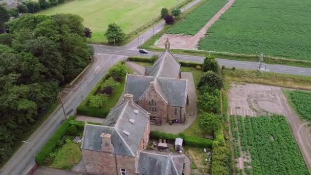 Zdjęcia Dronów Małej Posiadłości Szkocji Stylu Gotyckim Piękny Stary Styl — Wideo stockowe