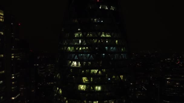 Drone View Mary Night Other Skyscrapers Background Futuristic Footage Night — Stockvideo