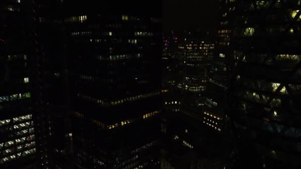 Drone View Night Metropolis Endless Skyscrapers Beautiful Footage London City — Stockvideo