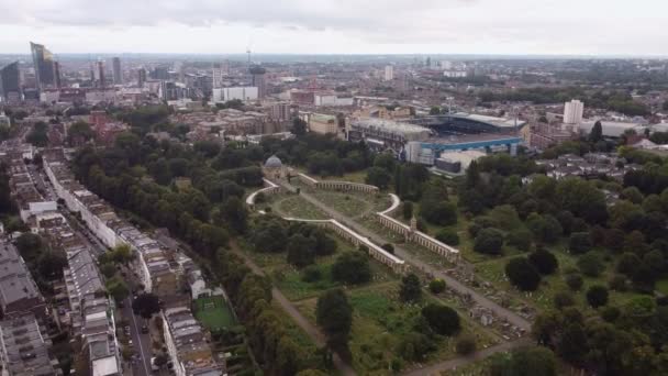 Drone View Brompton Cemetery Surrounded Urban Areas London One Worst — Video Stock