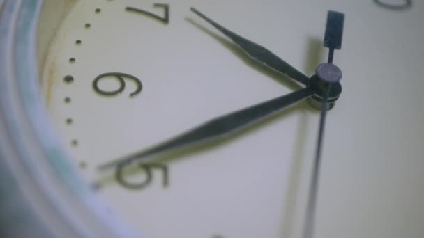 Close White Wall Clock Frame Second Hand Ticks Forward — Video