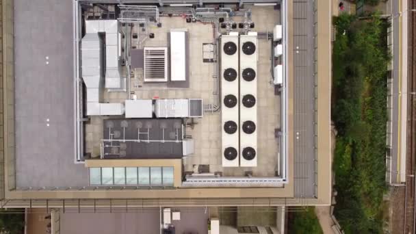 Drone View Ventilation Unit Roof Apartment Building Static Frame Strip — 비디오
