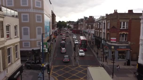 Drone View Busy Street London Mid September Beautiful Houses Variety — Vídeo de Stock