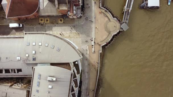 Drone View Pier River Thames Central London Shot — Stockvideo