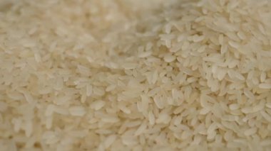 Shooting the texture of grains of rice. Rice grains are translucent and white.