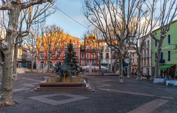 Leon Blum Square Winter Morning Sete Herault Occitanie France — Stock Fotó