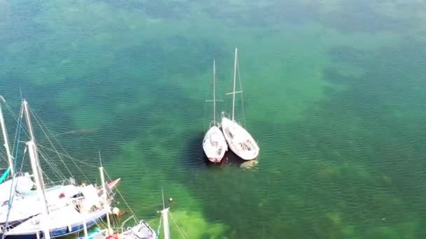 Letecký Pohled Lodě Přístavu Balaruc Les Bains Rybníku Thau Occitanie — Stock video