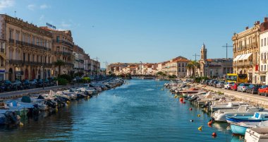 The royal canal on a sunny summer evening, in Sete in Herault, in Occitanie, France